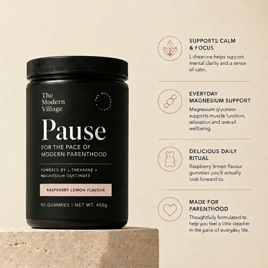 Pause Gummies benefits infographic with updated label