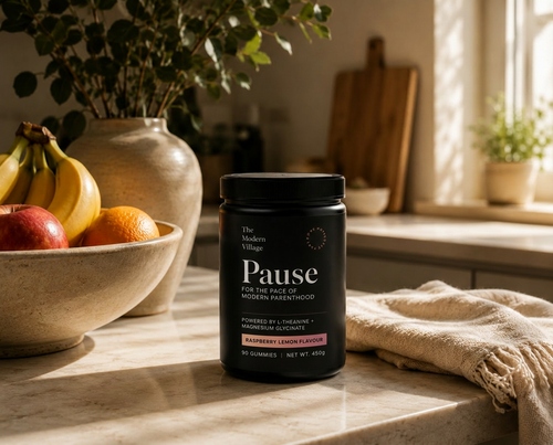 Pause Gummies on kitchen bench with updated label